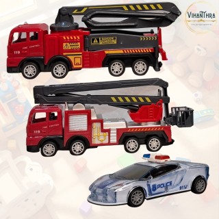 Police & Fire Rescue Emergency Vehicle Toy 3-in-1 Set