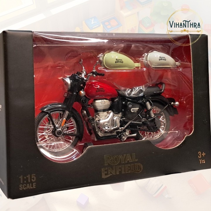 Royal Enfield Classic 350 Miniature Replica | High-Quality Die-Cast Metal Toy Motorcycle with Single & Dual Seat Modes