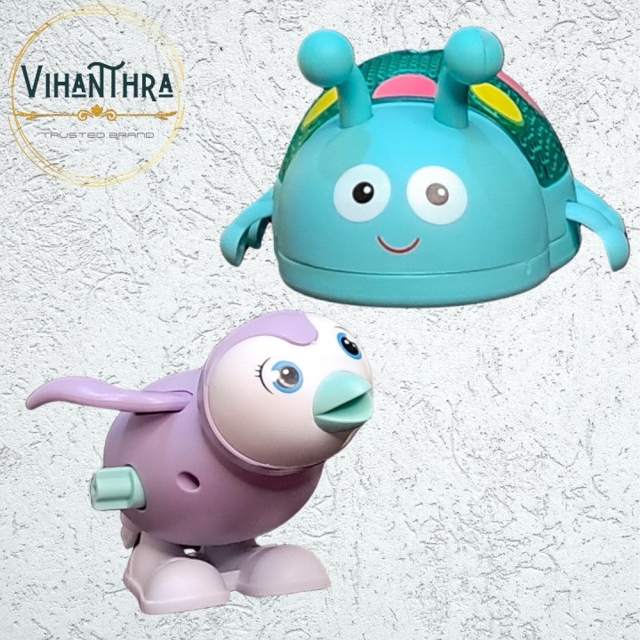 Cartoon Animal Toys for Kids Set of 4 Wind-Up – Penguin, Chick, Ladybug & Cartoon Spinner