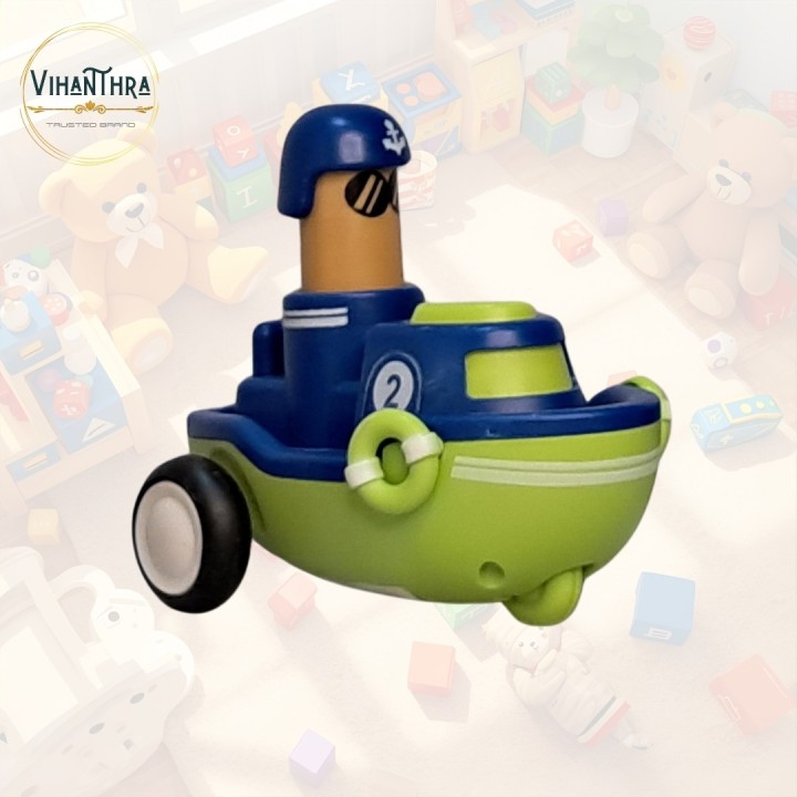 Cartoon Toys Pack of 3 – Race Car, Boat & Airplane with Funny Drivers | Push & Play Non-Battery Toys