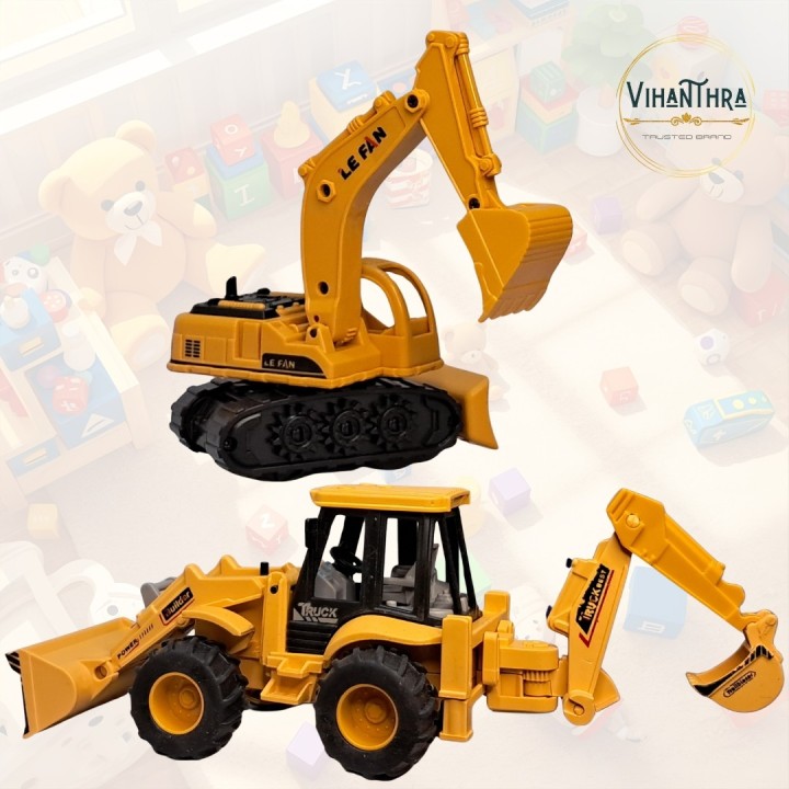 Mega Construction Fleet – 4-in-1 JCB, Excavator, Dumper & Mixer Toy Vehicle Set