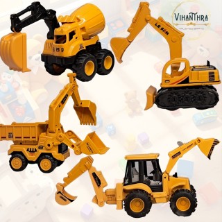 Mega Construction Fleet – 4-in-1 JCB, Excavator, Dumper & Mixer Toy Vehicle Set