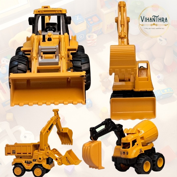Ultimate Builder’s Collection – JCB, Excavator, Dumper, Cement Mixer & Tractor Trailer (5-in-1 Super Combo)