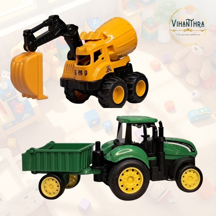 Ultimate Builder’s Collection – JCB, Excavator, Dumper, Cement Mixer & Tractor Trailer (5-in-1 Super Combo)