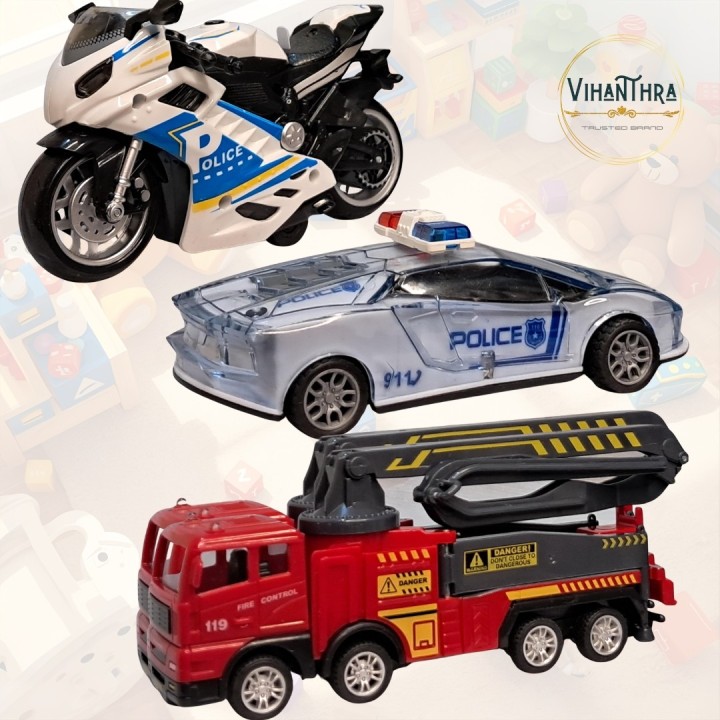 Hero Squad Trio – Fire Truck, Police Car & Police Bike